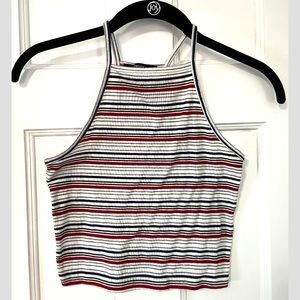 🌼striped high neck crop top